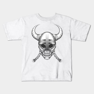 Skull in Viking Helmet Kids T-Shirt